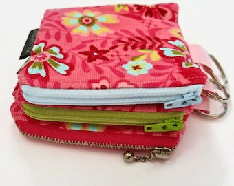 Floral corduroy mini wallet, small coin purse
