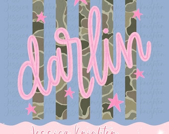 Hunting Darlin Stripe Pink Glitter Everyday Season Camo PNG Digital Design Trendy File Design Preppy Hunting Deer Turkey Girly Hunter