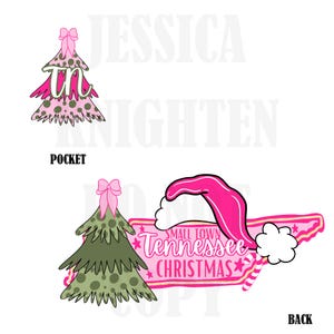 Small Town Tennessee kerststrik roze trendy png 300 dpi preppy boom kerstman snoepgoed vrolijk helder populaire coquette transparant