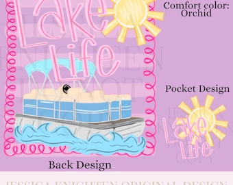 Everyday Lake Life PNG digitaal ontwerp girly swirly trendy bestanden op zak en achterkant kinderontwerp vrouwen roze preppy strik coquette prep print ponton