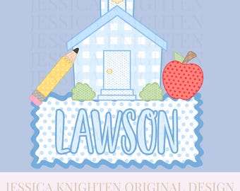 Name Block Back to School PNG Digital Design Trendy Files Kid Children Prep Education First Day of Stripe Bus Pencil Boy Plate Ric Rac