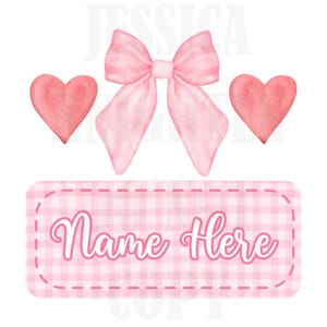 Valentijnskaart digitaal ontwerp hart gingang naambordje Love Vday kinder kindershirt png Gepersonaliseerde strikken Girly Cutesy Sub Trendy XoXo Cute