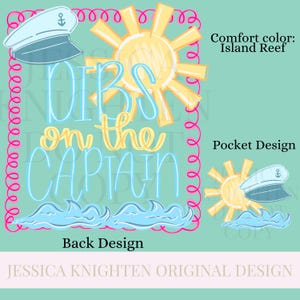 Dibs on the Captain PNG Digital Design Girly Swirly Trendy Pocket and Back Files Kid Design Women Pink Preppy Bow Coquette Print Pontoon