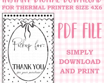DIGITAL Thermal Printer Label for Boutiques and Small Businesses Preppy Sticker PDF Design Printable Instant Download 6X4 Name Pick Up