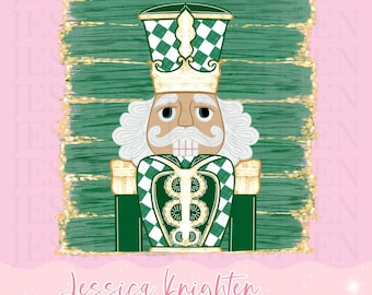 Emerald Checker Design Trendy Pink Preppy Nutcracker Crest Bow Jolly Merry Stripe Print Png Hand Drawn Custom Tree Gold Glitter Trendy