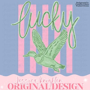 Pato de la Suerte PNG Diseño Digital Femenino Moderno Diseño Infantil Mujeres Rosa Preppy Prep Estampado Verano Bahía Costero Acuarela Tendencia Rayas