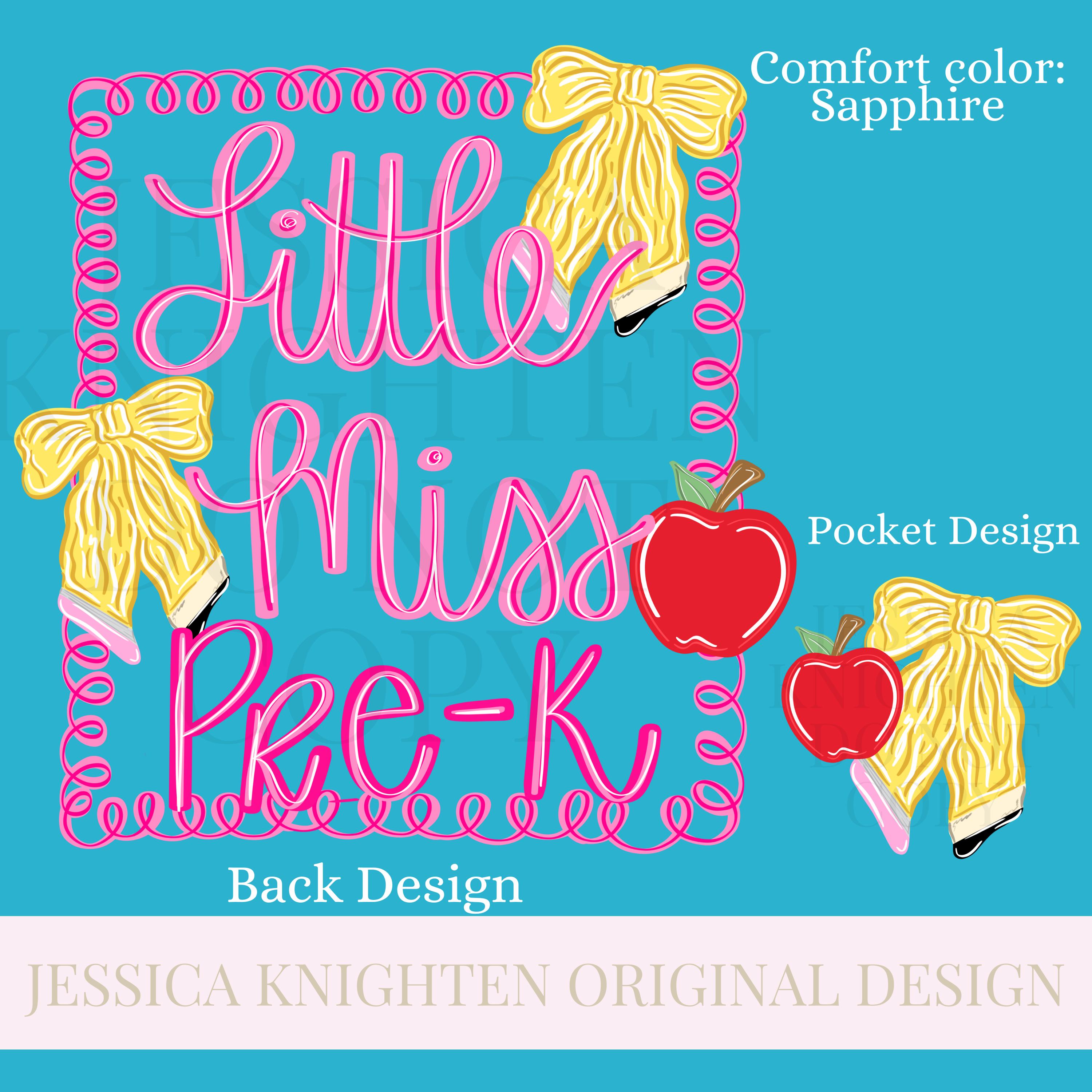 Little Miss Pre K PNG Digital Design Girly Swirly Trendy Pocket and ...