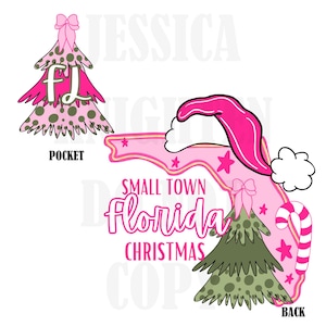 Kleine Stadt Florida Weihnachten Schleife Rosa Trendy PNG 300 DPI Adretter Baum Weihnachtsmann Zuckerstange Merry Hell Beliebt Kokette Transparent Original