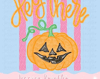 Hey There Pumpkin Viral Spooky Season Halloween PNG Digital Design Trendy File Kid Adult Design Children Prep Girly Front Back Preppy Pink