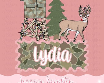Deer Hunting Name Block PNG Digital Design Trendy File Kid Design Children Prep Plate Season Best Seller Boy Girl Call Camo Doe Christmas