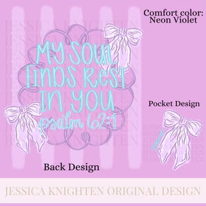 My soul finds rest Stripe PNG Digital Design Girly Swirly Trendy Pocket and Back Files Kid Design Women Pink Preppy Bow Coquette Prep Jesus
