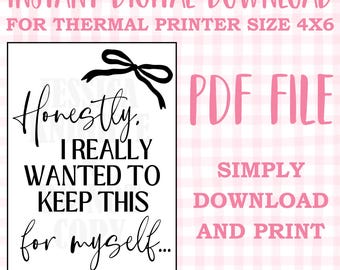 DIGITAL Thermal Printer Label for Small Businesses Preppy Sticker PDF Design Printable Instant Download 4X6 Bow Cutesy Preppy Trendy