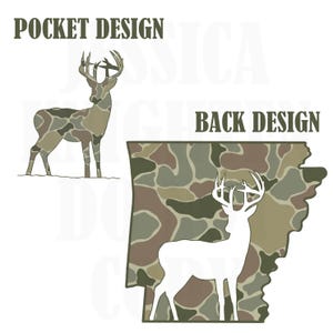 Men and Women Everyday Hunting PNG Digital Design Camo Camoflauge Deer Silhouette Pocket and Back Files Kid Design Male Shirt ARKANSAS State