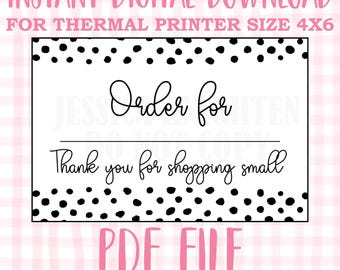 DIGITAL Thermal Printer  Label for Boutiques and Small Businesses Preppy Sticker PDF Design Printable Instant Download 6X4 Name Pick Up