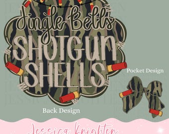 Camo Jingle Bells Bow Outdoors Country Hunting Holiday Girly Lights Preppy Christmas PNG Hand Drawn 300 DPI Trendy Jolly Merry Bright Holly