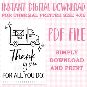 DIGITAL Thermal Printer Label for Small Businesses Preppy Sticker PDF Design Printable Instant Download 4X6 Thank You Mail Carrier