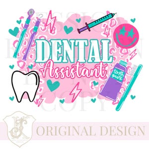 Zahnarzthelferin PNG Trendy Preppy Cheetah Pink Digital Shirt Druck Dentist Tooth Toothbrush Smiley Toothpaste Hygienist Teeth