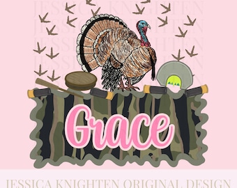 Bloque de nombre de caza de pavo PNG Diseño digital Archivo de moda Diseño infantil Plato de preparación para niños Temporada Ric Rac Niño Niña Llamada de pavo Camuflaje