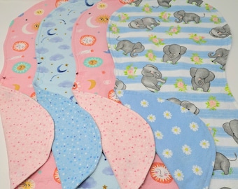 Flannel Burp Cloths Double Layered Large Contoured Fabric Mix Or Match Baby Shower Handmade Gift For New Baby