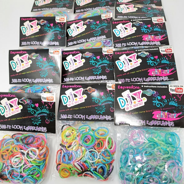 DIY Loom Bands For Bracelet Rubber Band Crafts Hair Accessory Assorted Colors Plus Glitter Bands Instructions And Connectors