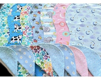 Flannel Burp Cloths Large Contoured Double Fabric Mix Or Match Handmade Sustainable Shower Gift For New Baby