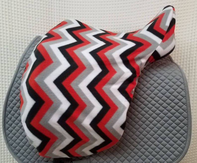 redblackgreywhite chevron Dressage saddle cover Ready to ship
