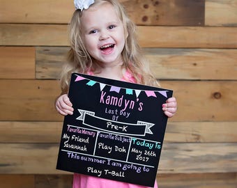 Last day of school sign, Personalized chalkboard sign, Last day of school Chalkboard, Reusable chalkboard school sign, milestone sign,pastel