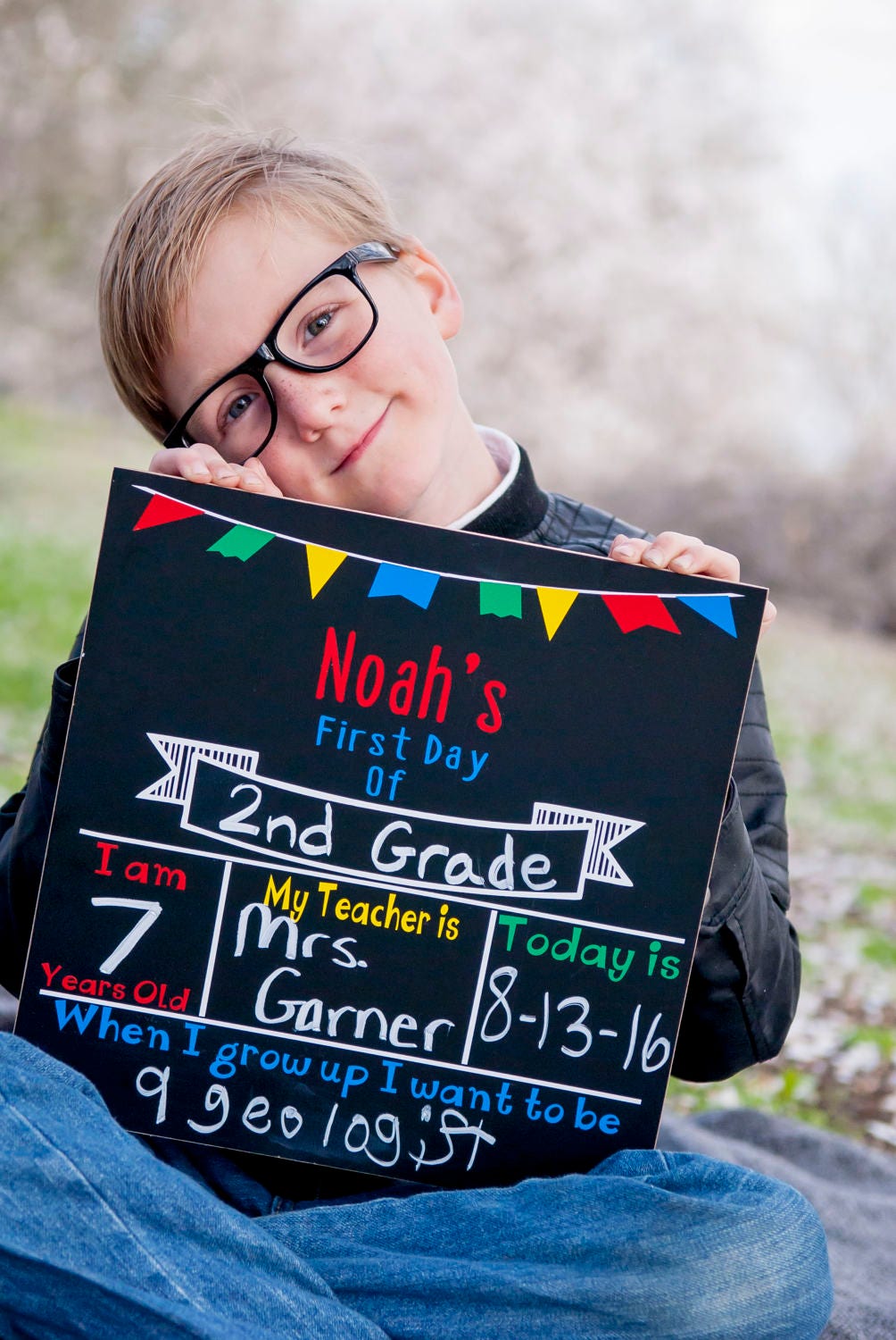 Premier Jour de Tableau d'école, Signe Personnalisé Tableau, Premier Couleurs Primaires
