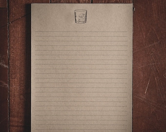 Whiskey Glass Stationery Large Lined Notepad - 8.5x11 inches