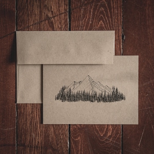 Cartes de correspondance pliées Mountain Stationery (Ensemble de 8 cartes et enveloppes)