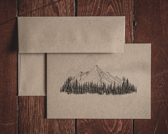 Cartes de correspondance pliées Mountain Stationery (Ensemble de 8 cartes et enveloppes)