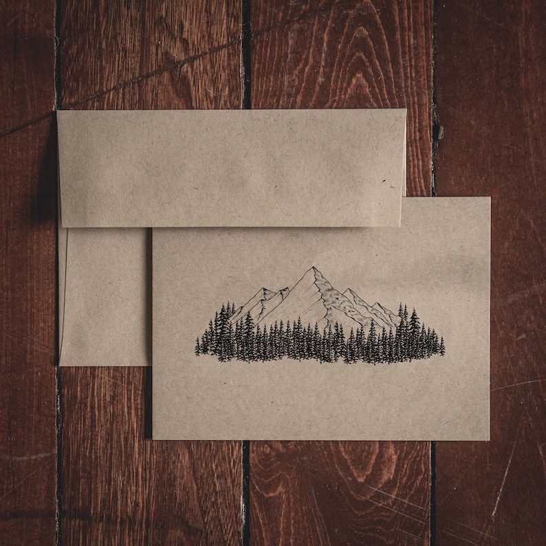 Cartes de correspondance pliées Mountain Stationery (Ensemble de 8 cartes et enveloppes) image 1