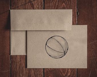 Basketball Stationery Folded Note Cards (Set of 8 cards & envelopes)