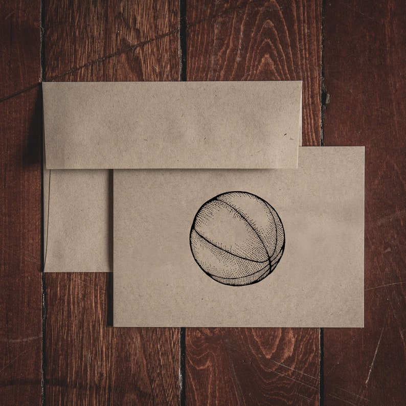Cartes de correspondance pliées de papeterie de basket-ball (Ensemble de 8 cartes et enveloppes) image 1