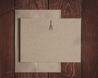 Guitar Stationery Flat Note Cards (Ensemble de 8 cartes et enveloppes)