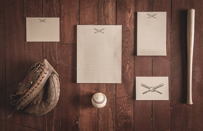 Cartes de notes plates de papeterie de baseball (ensemble de 8 cartes et enveloppes) image 4