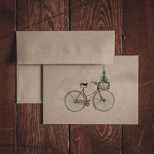Weihnachts-Fahrrad-Briefpapier Gefaltete Notizkarten (Set von 8 Karten & Umschläge)