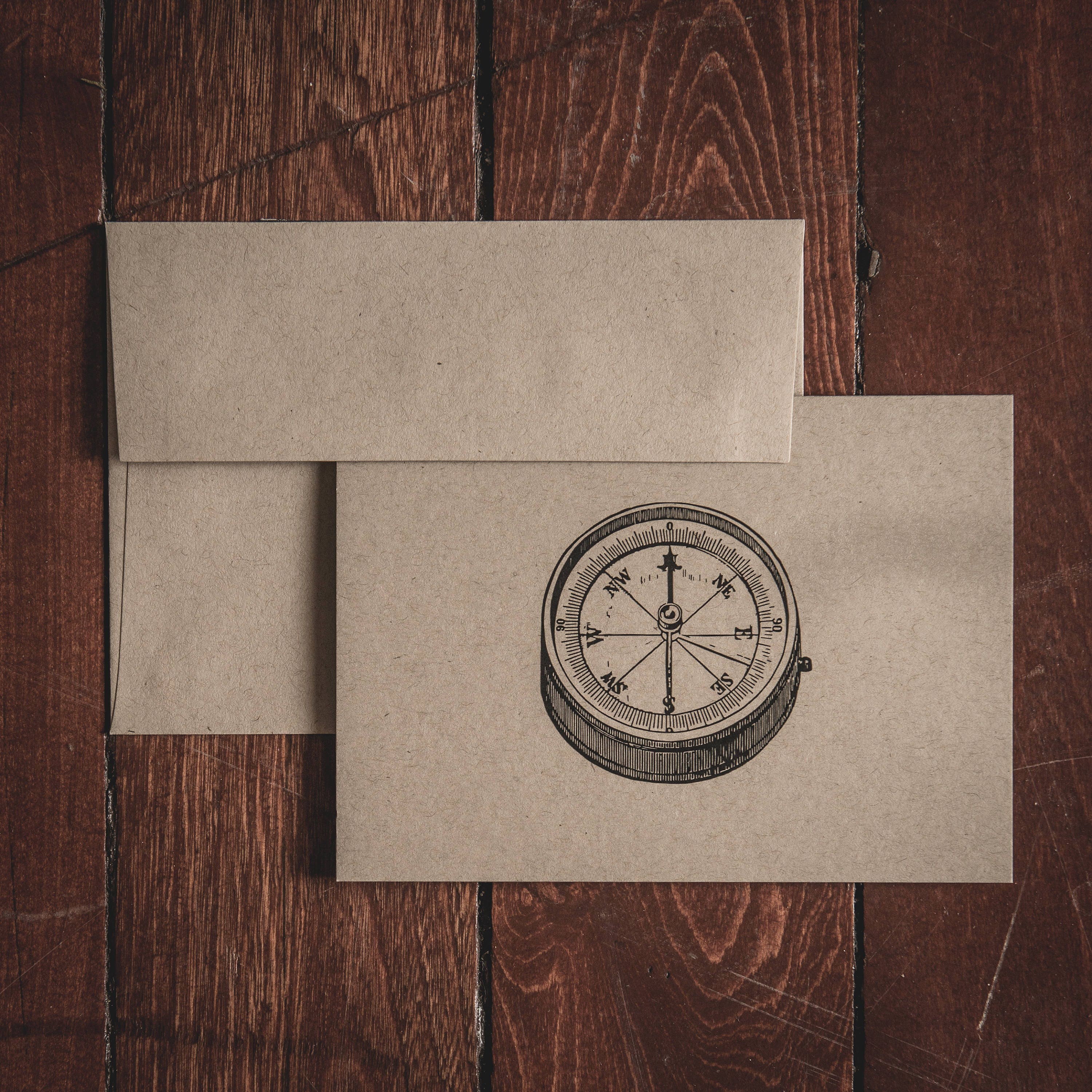 Folded Compass Note Cards Set of 8 Etsy