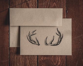 Deer Antlers Papeterie Cartes de notes pliées (Ensemble de 8 cartes et enveloppes)
