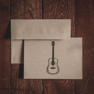Tarjetas de notas plegadas de papelería para guitarra (juego de 8 tarjetas y sobres)