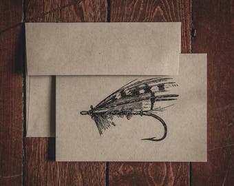 Carte de papeterie pliée de poisson de mouche