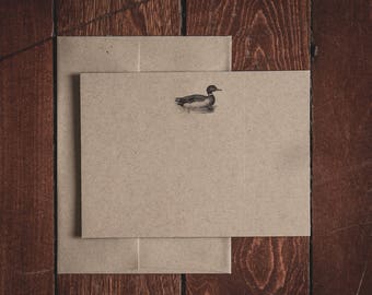 Cartes de correspondance plates en papeterie canard colvert (lot de 8 cartes et enveloppes)