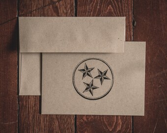 Tennessee Tri-Star Papeterie Folded Note Cards (Ensemble de 8 cartes et enveloppes)