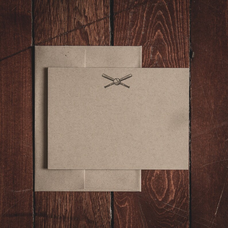 Cartes de notes plates de papeterie de baseball (ensemble de 8 cartes et enveloppes) image 1
