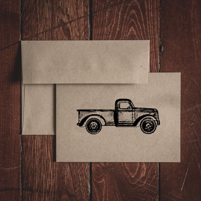 Cartes de notes pliées de papeterie de camion (ensemble de 8 cartes et enveloppes) image 1