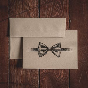 Biglietto singolo piegato con cancelleria Bowtie