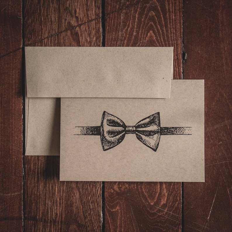Carte de correspondance pliée avec noeud papillon image 1