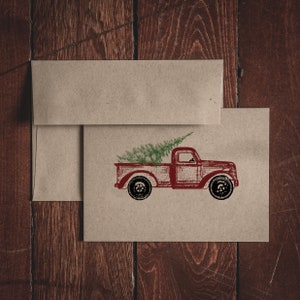 Christmas Truck Briefpapier Gevouwen Notitiekaarten (Set van 8 kaarten & enveloppen)