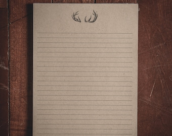 Papeterie Deer Antlers Grand bloc-notes doublé - 8,5x11 pouces