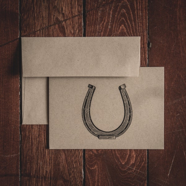 Horseshoe Stationery Folded Note Cards (Set of 8 cards & envelopes)